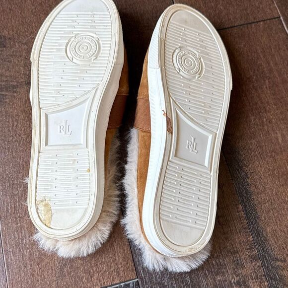 Lauren Ralph Lauren Jinny mules sneakers fur lined suede women’s size 10 brown b - Picture 6 of 6